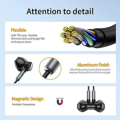 BENEWY Wired Earbuds 3.5mm Magnetic Earphones with Microphone Headphones | Noise lsolating, Clear Stereo, Ergonomic Design for iPhone, iPad,Smartphone, MP3 Players, Laptops and Other Audio Devices - color: Black