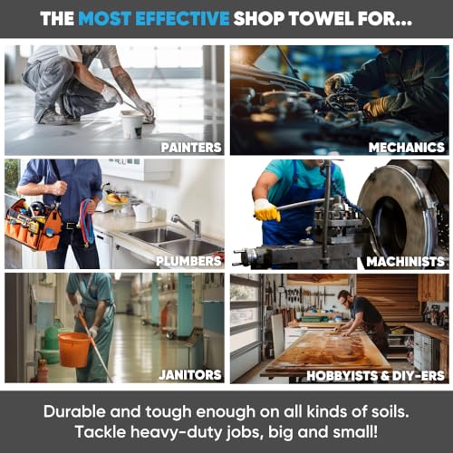 Black Microfiber Shop Towels | MWipes Reusable Shop Rags | 50 Rags in a Box | Super Absorbent, Machine Washable Hundreds of Times | Automotive, Paint, Industrial, Detailing - color: Black