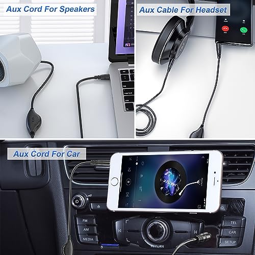 PChero 3.5mm Aux Cable with Volume Control, 4ft TRS Auxiliary Audio Cable | Male to Male Cord, For Headphone Smartphone Car Home Stereos Speaker