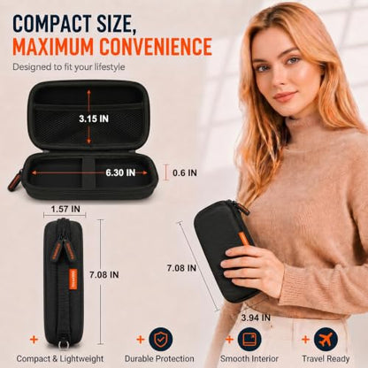 Small Hard Shell Zipper Case, Universal Protective Electronic Carrying Case | Black Portable Small EVA Travel Case Storage Pouch Bag for Power Bank, External Hard Drive, Charger, Cell Phone, USB Cable - color: Black