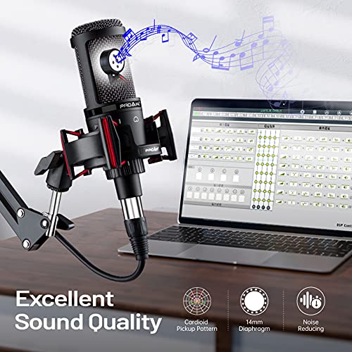 Condenser Microphone XLR,Professional Studio Recording Microphone for Computer PC,Cardioid Podcast Mic Kit with Boom Arm,Gaming Microphone for Streaming,ASMR,Singing,Voice Over,Vocal,YouTube,Zoom | 48V power required.XLR podcast mic for vocals, voiceovers