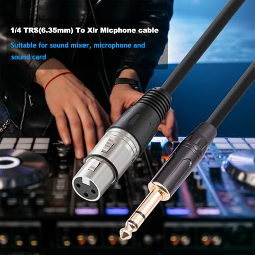 XLR Female to 1/4 Inch (6.35mm) TRS Jack Lead Balanced Signal Interconnect Cable,XLR to Quarter inch Patch Cable for Speaker (6.6, feet)