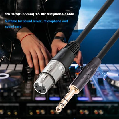 XLR Female to 1/4 Inch (6.35mm) TRS Jack Lead Balanced Signal Interconnect Cable,XLR to Quarter inch Patch Cable for Speaker (6.6, feet)