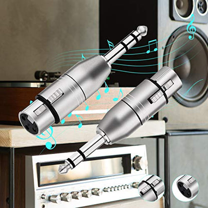 Tisino Female XLR to 1/4" TRS Adapter, Balanced XLR Adapter, 2 Pack | Female XLR to 6.35mm Male TRS Stereo Audio Adapter for Mixer Studio Pro Audio, Balanced Microphone Adapter - color: XLRF to 1/4" TRS