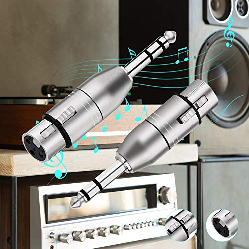 Tisino Female XLR to 1/4" TRS Adapter, Balanced XLR Adapter, 2 Pack | Female XLR to 6.35mm Male TRS Stereo Audio Adapter for Mixer Studio Pro Audio, Balanced Microphone Adapter - color: XLRF to 1/4" TRS