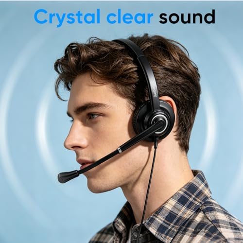 Telephone Headset with Microphone Noise Canceling for Cisco Landline Phone, Call Center Office Deskphone Headset with Phone Jack RJ9 for Cisco 6941 7841 7942 7960 7961 7962 7965 8845 8945