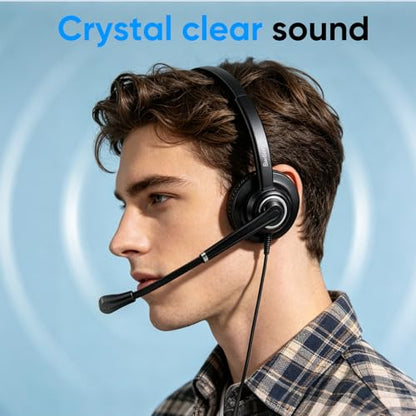 Telephone Headset with Microphone Noise Canceling for Cisco Landline Phone, Call Center Office Deskphone Headset with Phone Jack RJ9 for Cisco 6941 7841 7942 7960 7961 7962 7965 8845 8945