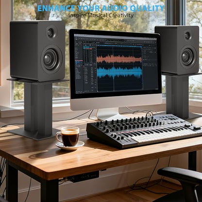 Desktop Speaker Stands 1 Pair Bookshelf Speakers Steel Studio Monitor Stand - size: 9.4"L x 8.3"W x 9.8"H