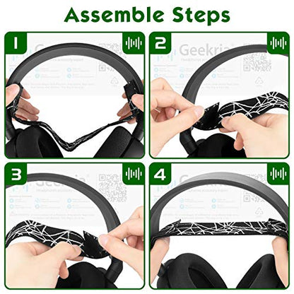 Geekria Flex Fabric Headband Pad Compatible with SteelSeries Arctis 5, Arctis 3 Headphones, Replacement Band Repair Part (Black + White) - color: Black + White
