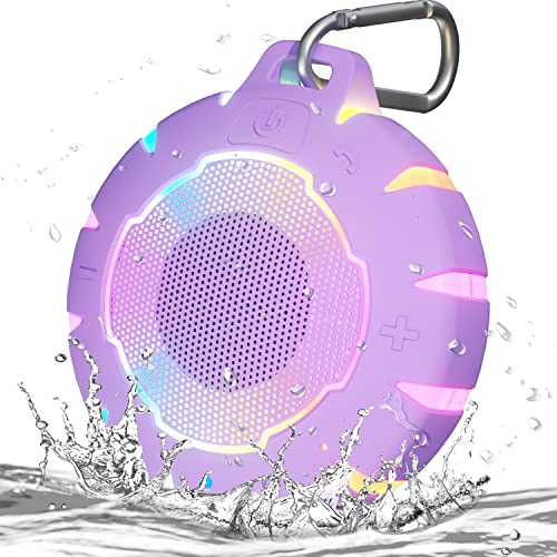 HEYSONG Waterproof Shower Bluetooth Speaker, Durable & Portable with Clear Sound, Ideal for Shower, Pool, Beach & Kayaking – Great Gift for Girls, Women & Men - color: Purple