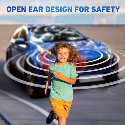 Mehomeli Kids Headphones, Bluetooth 5.2 Air Conduction Open Ear Headphones, 85dB Volume Limiting, Stereo Sound with Mic, IPX5 Waterproof, 20H Playtime, Perfect for School and Outdoor Activities-Blue | 85dB Volume Limiting, Stereo Sound with Mic, IPX5 Wate