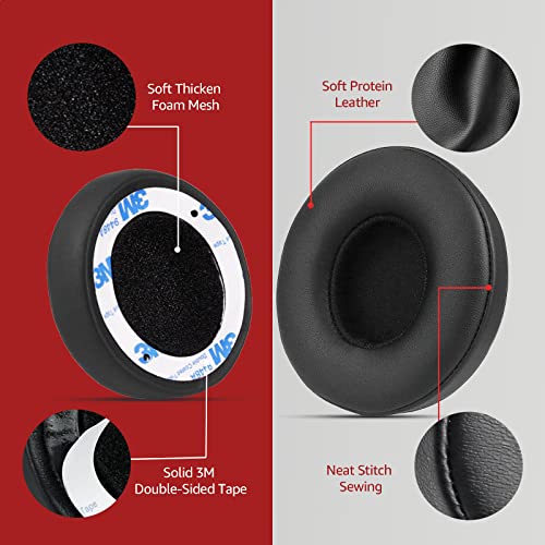 Krone Kalpasmos Beats Solo 3 earpad Replacement for Solo 2 & Solo 3 | Soft Memory Foam Beats Solo 3 Replacement Ear Pads with Protein Leather, Durable Beat Headphone Cover for Solo 2/3 Headphones - color: Black