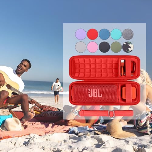 co2CREA Hard Travel Case for JBL Flip 7/6/5/4 Speaker, Red - color: Red Case