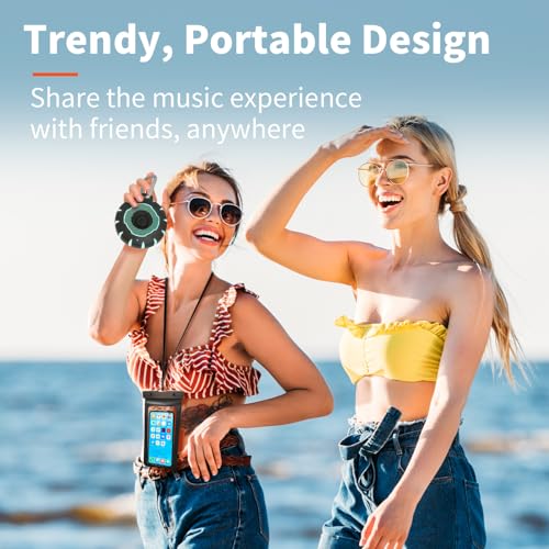 HEYSONG Bluetooth Shower Speaker + Waterproof Phone Pouch – Rugged & Ready for Any Wet Adventure - color: Black Speaker+Phone Pouch