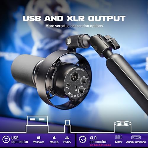 FIFINE Dynamic Microphone and Low Profile Arm Stand Set, XLR/USB Podcast Recording PC Mic for Vocal Streaming Bundle with Metal Boom Arm, Mute Button, Headphones Jack for Gaming Studio (K688+BM88)