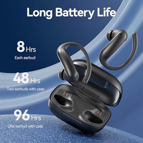 M145 Bluetooth Earphone Over Ear Extra-Large Font Display(Black) | with Ear Hooks,60H Playtime,Over Ear Buds IPX6 Waterproof for Business Sport Workout Running Daily&myopia and presbyopia - color: Black