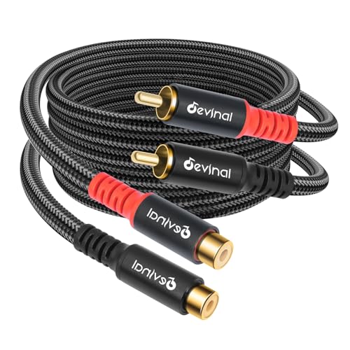 RCA Female to Male Extension Cable - Premium Audio Extender Cord for High Sound Quality & Durability, Compatible with Home Theater, TV, Soundbar - 6ft/1.8m - size: 6 ft