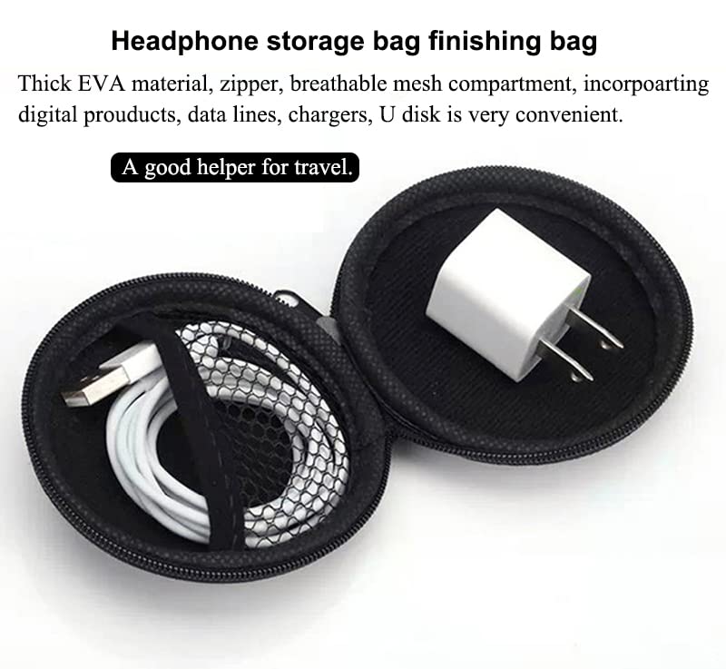 AKOAK 6 Pcs Portable Round Earphone Storage Box USB Data Cable Hard Disk Zipper Bag Storage Bag