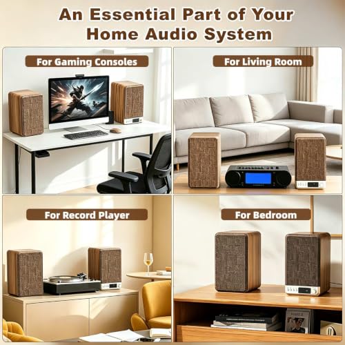 Powered Bookshelf Speakers for Turntable Vinyl Record Player | 30W*2, 3.5 Inch Woofer, AUX/RCA/BT Wired & Wireless Input, Compact Desktop HiFi Stereo Sound Active Speakers for Computer PC - size: 3.5 Inch Woofer