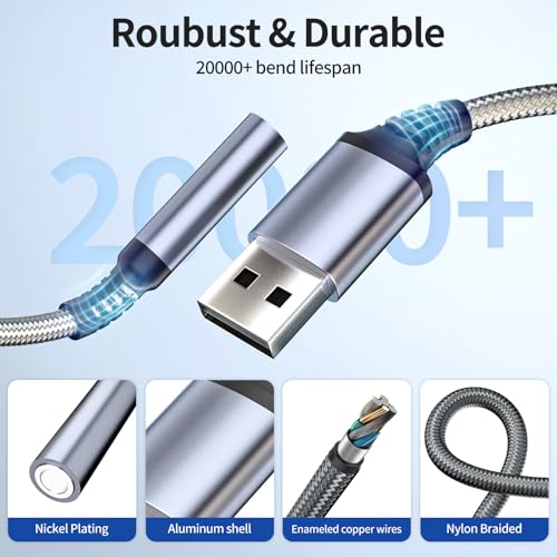 USB to Audio Jack Adapter, External Sound Card Jack Audio Adapter, USB-A to 3.5mm TRRS Female Headset for PS4/PS5/Headphone/Mac/Linux/PC Windows/Laptop/Desktops/Docking Station/iOS/Vista/(Gray)