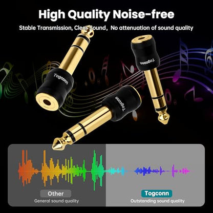 6.35mm 1/4 Inch to 3.5mm 1/8 Inch Adapter 2 Pack, 6.35mm Quarter Inch TRS Stereo Male to 3.5mm Female Jack Plug Gold-Plated Pure Copper Audio Converter Connector Premium Quality Series - color: 6.35mm(TRS) Male to 3.5mm Female, size: 2 Pack