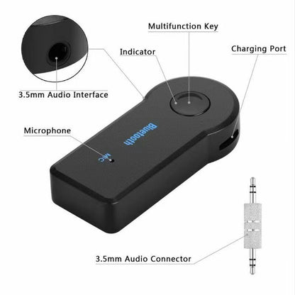 Bluetooth Transmitter Receiver Wireless Adapter: 3.5mm Aux Jack Stereo Audio Input Output - for TV Car Headphone Speakers
