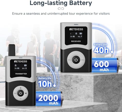 Retekess T130U(4nd Gen T130)Tour Guide System, Translation System(1TX 15RX) | for Church,School,Travel, U-Band, 200M, 40H, with16 USB Charging Ports, Less Interference Voice, One-Key Operation - style: 1-15