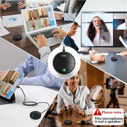 USB Conference Microphone for PC & Mobile Device, AI Noise Reduction | Plug-n-Play, One-Touch Mute, Omnidirectional Condenser Mic, for Video Conference/Online Class/Streaming/Zoom/Skype/Teams