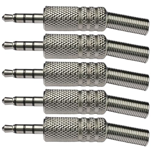 CESS 3.5mm TRRS 4-Pole Male Solder Plug, 5 Pack
