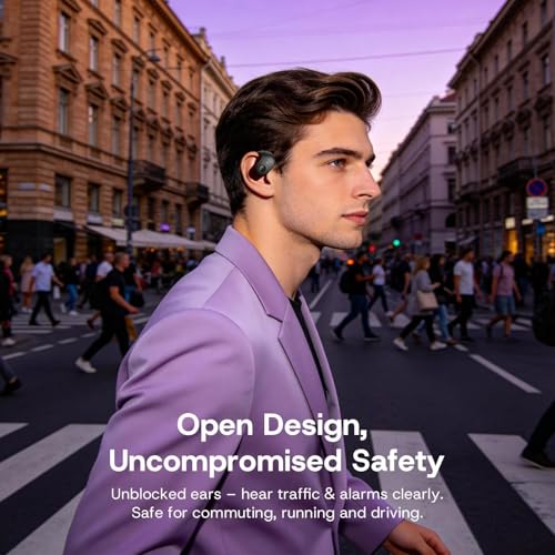 Open Over Ear Earbuds Open Ear Headphones Wireless Bluetooth | Over The Ear Earbuds That Don'T Go In Your Ear Air Conduction With Awareness Of Surroundings With Over-Ear Hooks - color: Purple