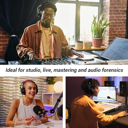 OneOdio A70 Bluetooth Over-Ear Headphones, Hi-Res Wired DJ Studio - Red | Wireless over-ear headphones with 72H playtime, 3.5mm/6.35mm wired jacks for studio monitoring, mixing, guitar, amp and PC - color: Red