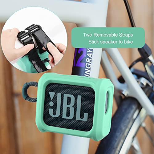 Silicone Case for JBL Go 3 Portable Speaker with Removable Strap for Bike Golf Cart Travel Carrying Case Protective Sleeve Speaker Cover(Mint Green) - color: Teal