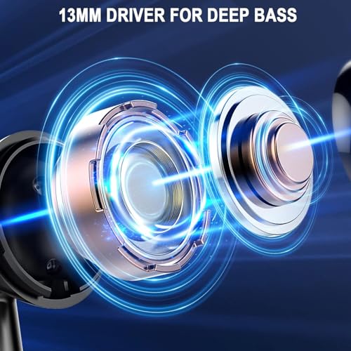 Jxrev Wireless Bluetooth 5.4 Earbuds, 6D Stereo Ear Buds, LED Power Display | in-Ear Noise Cancelling Mic, 40H Playback, Mini Case, IP7 Waterproof Sports Earphones, for Android iOS - color: Carbon Black