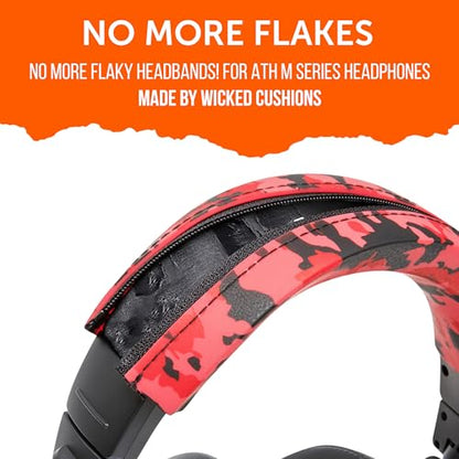 WC BandZ ATH - Upgraded Headband Cover for Audio Technica ATH M50X / M50XBT / M50 / M40X / M40 / M40FS / M30X / M30 / M20X / MSR7 by Wicked Cushions | Red Camo - color: Red Camo