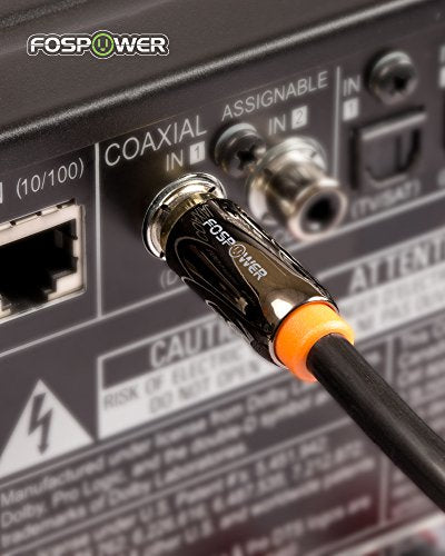 FosPower Digital Audio Coaxial Cable [24K Gold Plated Connectors] Premium S/PDIF RCA Male to RCA Male for Home Theater, HDTV, Subwoofer, Hi-Fi Systems - 10ft | Digital audio coaxial S/PDIF cable featuring 24K gold-plated RCA male connectors for home theat