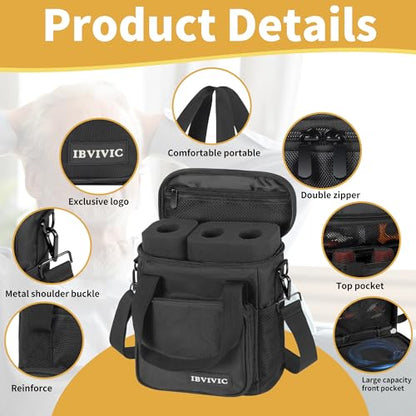 IBVIVIC 3 Slots Wireless Microphone Case with Foam, Mic Carrying Bags | Microphone Carrying Case with Shoulder Strap for Party, Singing (Black) - size: 3 Slots