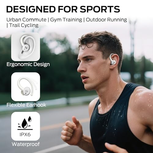 Monster N-Lite 216 Wireless Earbuds, Bluetooth 6.0 Headphones Noise Cancelling, Comfort Fit Ear Buds, Deep Bass Over Ear Buds 48H Playtime IPX6 Waterproof Earphones for Running/Workout/Gym