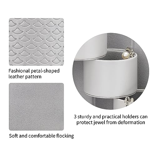 VLANDO Travel Jewelry Organizer, 3 Tier Roll Up Design, Hard Shell Storage | Stepped Sections Compartments Keep Jewelry Visible, Soft Lining Protect Pieces, Snap Closure, Travel Gift for Women Girl - color: C.Grey