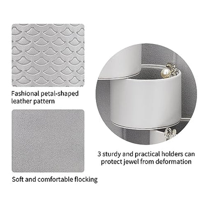 VLANDO Travel Jewelry Organizer, 3 Tier Roll Up Design, Hard Shell Storage | Stepped Sections Compartments Keep Jewelry Visible, Soft Lining Protect Pieces, Snap Closure, Travel Gift for Women Girl - color: C.Grey