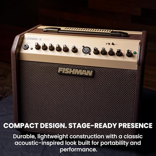 Fishman Loudbox Mini 60-Watt Acoustic Guitar Combo Amplifier Bundle with Gearlux XLR Cable, Instrument Cable, and Austin Bazaar Polishing Cloth - size: Mini 60W
