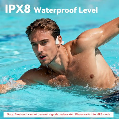 Swimming Headphones, IPX8 Waterproof Bone Conduction Headphone Wireless Underwater Earbuds with 32GB Memory for Swimming, Cycling, Marathon - color: Orange