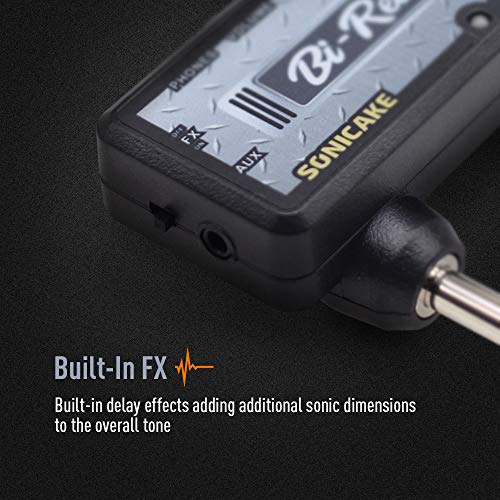 SONICAKE Guitar Headphone Amp, Mini Guitar Amplifier Plug-in USB Chargable Portable US Style High Gain Tone with Delay Carry-On Pocket Bedroom Effects for Electric Guitar - color: Bi Reactor Delay Effect