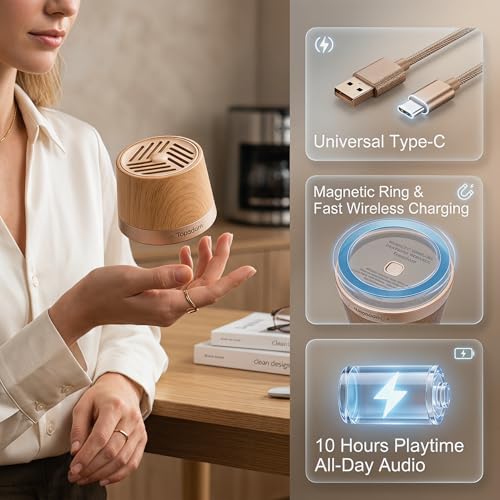 Topadorn MagSafe Bluetooth Speaker with 15W Wireless Charger | Magnetic Phone Stand Speaker for iPhone, Portable Wireless Charging Speaker with TWS Pairing - color: Natural