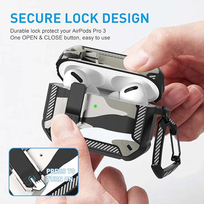 for AirPods Pro 3 Case with Magnetic Lock, Magsafe Compatible, Camo White - color: Camo White, size: AirPods Pro 3 Case 2025