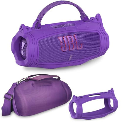 JCHPINE Silicone Cover and Carrying Case for JBL Charge 6 Bluetooth Speaker | Accessories for JBL Charge 6 AI Sound Bluetooth Speaker Protective Cases with Shoulder Strap (Purple) - color: Purple