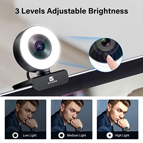 Streaming Webcam 1080P, 960A HD Web Camera USB Web Cam for Gaming Conferencing Video Chatting Mac Windows Desktop Computer Laptop Wide Angle Webcam with Ring Light & Microphone & Tripod