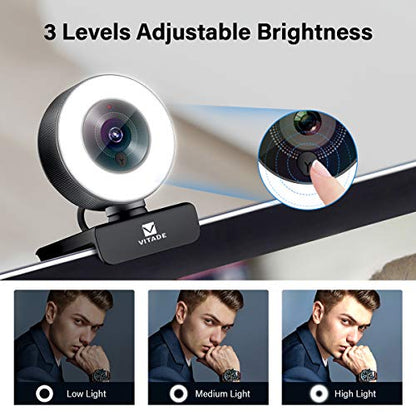 Streaming Webcam 1080P, 960A HD Web Camera USB Web Cam for Gaming Conferencing Video Chatting Mac Windows Desktop Computer Laptop Wide Angle Webcam with Ring Light & Microphone & Tripod