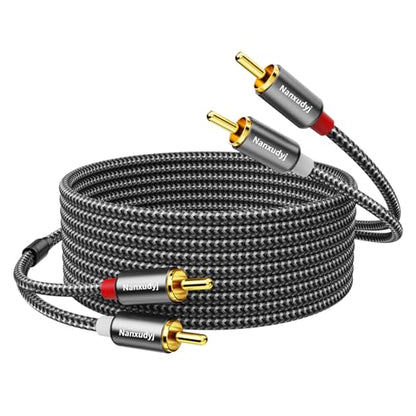 RCA Cable 20ft, 2RCA Male to Male Stereo Audio Cable Gold Plated Nylon-Braided Dual Shielded Auxiliary Cord for Home Theater Amplifier Hi-Fi System Car Audio Subwoofer HDTV Gaming Consoles - size: ['20 feet']
