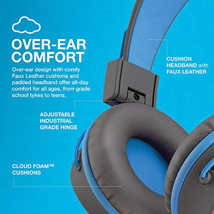 JLab JBuddies Studio On-Ear Kids Wired Headphones, Toddler Headphones, Kid Safe, Studio Volume Safe, Volume Limiter, Folding, Adjustable, Noise Isolation, with Mic (Graphite/Blue) - color: Graphite / Blue, size: Headphones