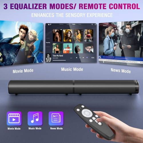 Puriom Sound Bar for Smart TV, 100W Sound Bar with Bluetooth 5.3/ARC/Opt/AUX Connect, 2-in-1 Detachable Home Soundbar, Home Theater Speaker & Bass Effect, for TV/PC/Projectors